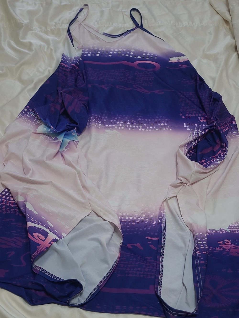 Lily by Firmiana Purple/White Ombre Harem Jumpsuit Boho Ovrszd Beachwear Sz Med - Picture 12 of 13